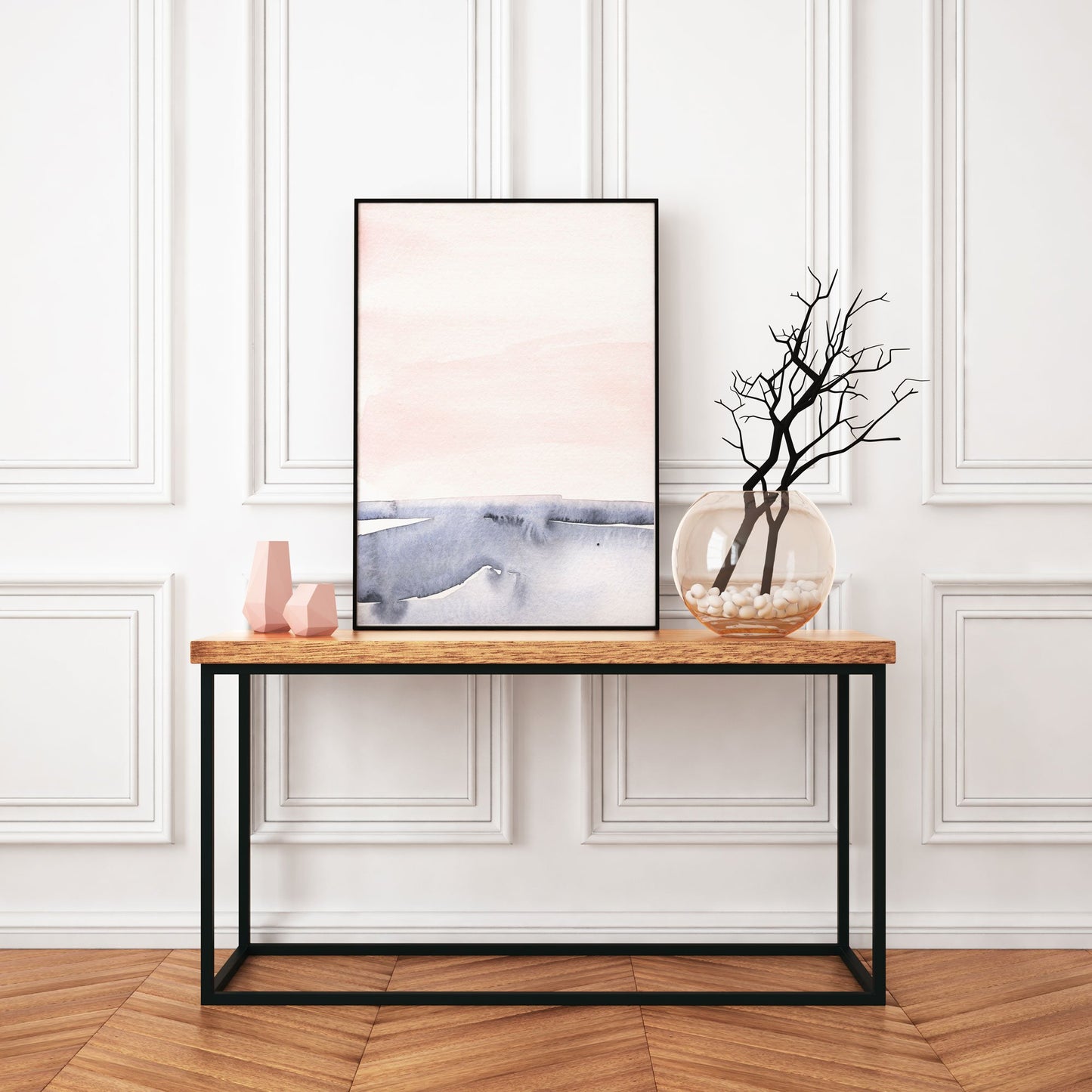 Pink and Blue Abstract Landscape