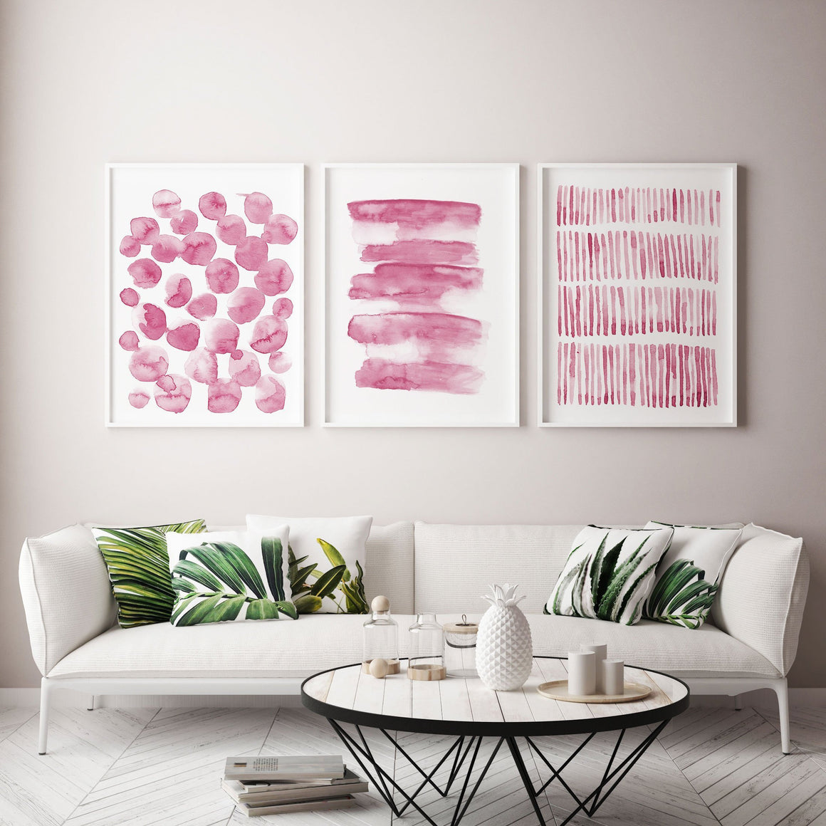 Set of 3 Dusty Blush Abstracts